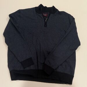 UNTUCKit 100% Extra Fine Merino Wool Blue Zip Up Sweater Casual Knit